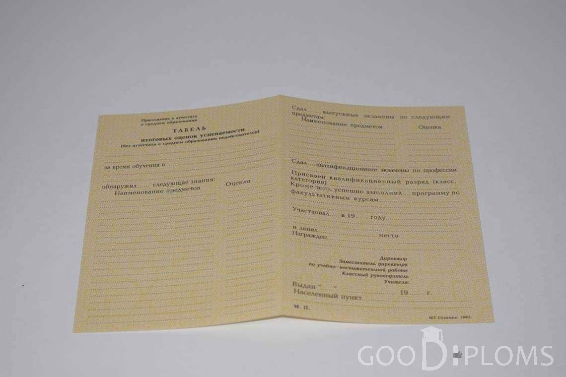 Приложение к Аттестату За 10 Класс период выдачи 1990-1993 -  Новокузнецк