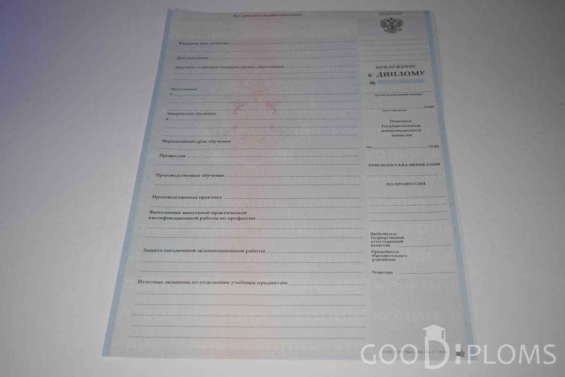 Приложение к Диплому Училища период выдачи 2007-2010  -  Новокузнецк