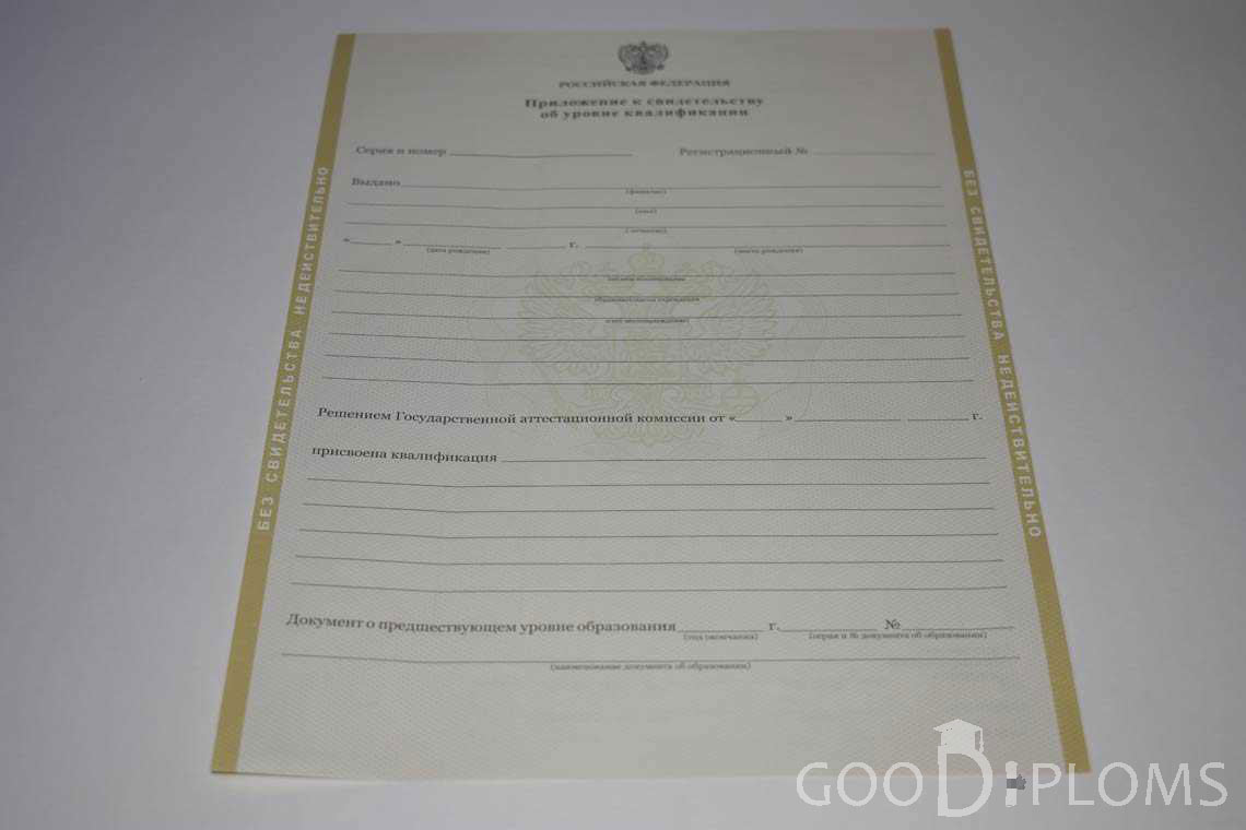 Приложение к Свидетельству об Уровне Квалификации период выдачи 2011-2020 -  Новокузнецк